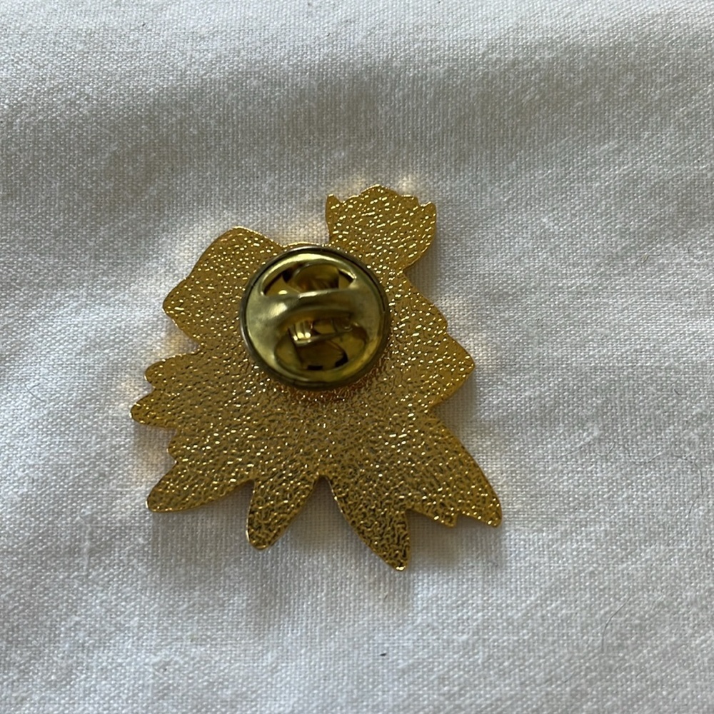Vintage Pennsylvania Mountain Laurel pin/brooch. 1.25”Enamel white, green. - Picture 2 of 4